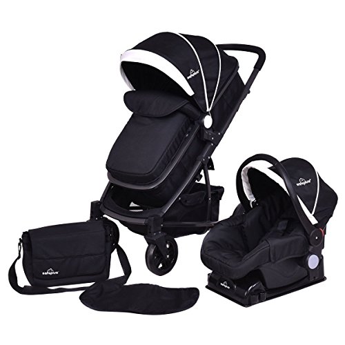 3 In 1 Premium Baby Stroller Versitile Design As A Travel System  Bassinet  Infant Car Seat Adapter System For All Age Groups - New Borns  Infants  Toddlers And Kids  Black Color