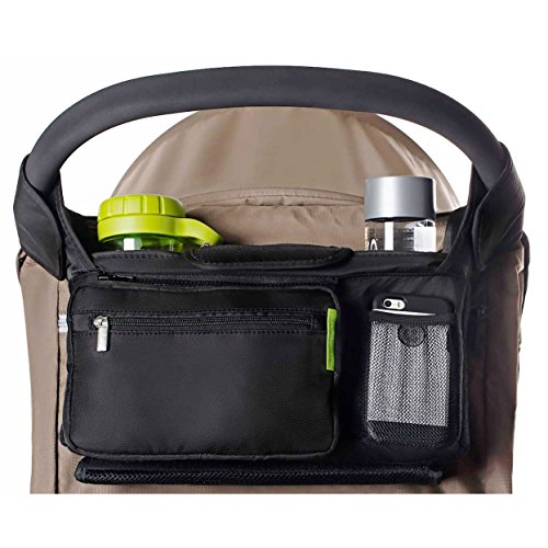 BEST STROLLER ORGANIZER for Smart Moms  Premium Deep Cup Holders  Extra-Large Storage Space for iPhones  Wallets  Diapers  Books  Toys  iPads  The Perfect Baby Shower Gift