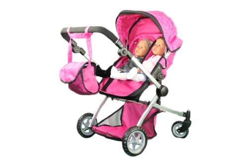 Babyboo Deluxe Twin Doll Pram Stroller with Free Carriage (Multi Function View All Photos) - 9651A
