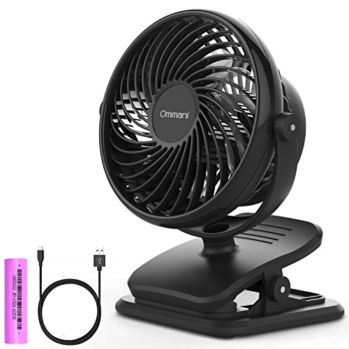 Clip on Fan Battery Operated Fan  USB or 2600mAh Rechargeable Battery Powered Small Desk Fan Whisper Quiet with 4 Speed Swivel 360° Portable Stroller Fan for Baby Stroller Home Office Camping  Black