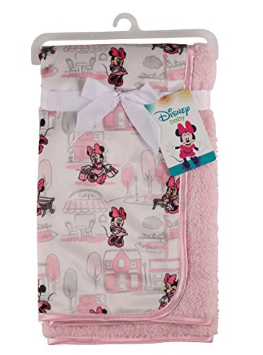 Disney Minnie Mouse Mink and Sherpa Double Sided Infant Blanket  In The City Print