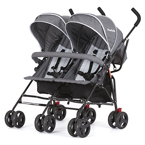 Dream On Me Volgo Twin Umbrella Stroller  Dark Light Grey