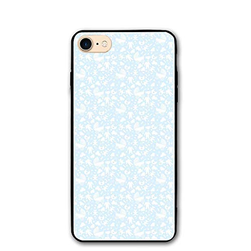 Haixia iPhone 7 8 Phone Shell 4 7 inch Baby Hearts Background Teddy Bears Strollers Infant Clothes Newborn Child Theme Decorative Pale Blue White