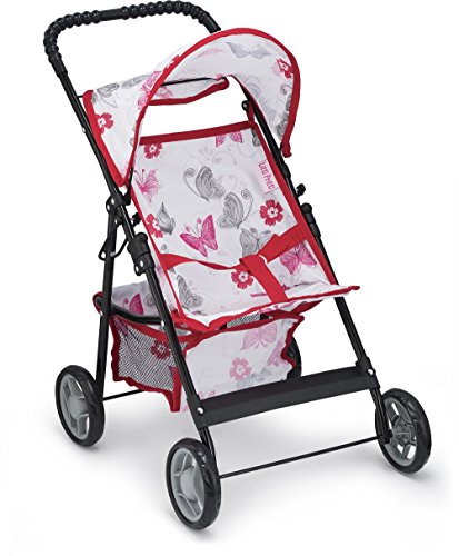 Litti Pritti My First Doll Stroller with Basket and Heart Design Foldable Doll Strollers