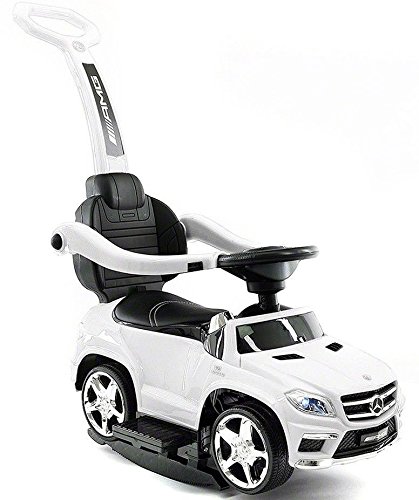 Moderno Kids Ride On Push Car Stroller and Rocking Chair Swing 2018 Luxury Kids Riding Mercedes Benz GL63 Convertible Baby Stroller Toy includes Leather Seat  MP3 Aux Plug in - White