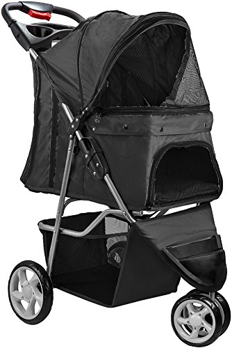 Paws   Pals 3 Wheeler Elite Jogger Pet Stroller Cat Dog Easy Walk Folding Travel Carrier  Onyx Black