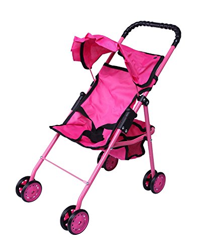 Precious toys 0126A Hot Pink Doll Stroller with Black Handles   Hot Pink Frame