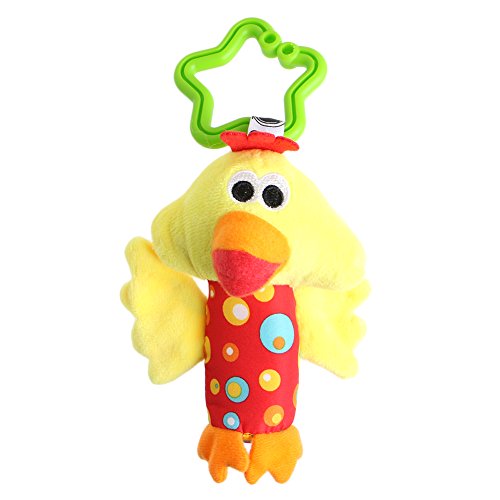 Qupida Soft Plush Stroller Hanging Ring Bell Rattle Toys Baby Early Educational Doll (Chicken)