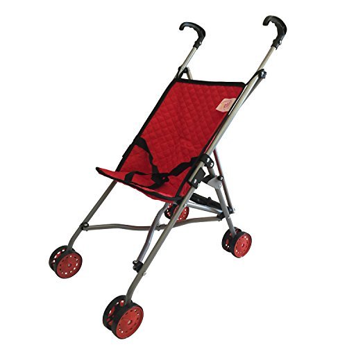 The New York Doll Collection First Dolls Stroller for Kids  - one piece – Red Color for18” inch Folds for Storage - Great Gift for Toddlers