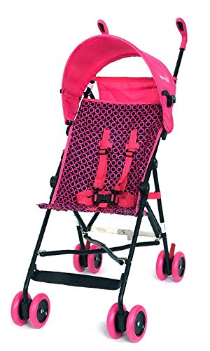 WonderBuggy Skyler Jumbo Umbrella Stroller   Features a Round Adjustable Canopy   Available in Hot Pink and Teal Blue (Pink)