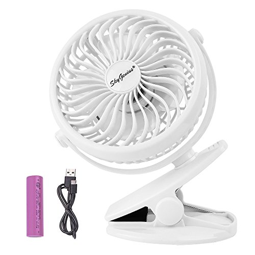 Battery Operated Clip on Fan for Baby Stroller Car Back Seat Laptop Travel Outdoors Camping Small Personal Fan Mini Desk Table Fan Portable Hand Held Powered by Rechargeable 2600mAh Battery or USB