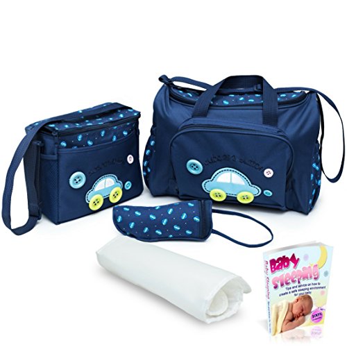 Sale   Baby Diaper Bag  Large Diaper Bag with Small Travel Nappy Bag for Boys and Girls  Changing Pad   Baby Bottle Bag  Multi-Function Waterproof Tote Bag for Mom  A Perfect Baby Shower Gift  (Blue)