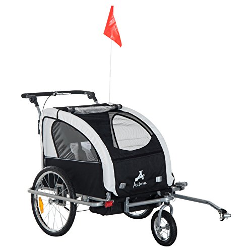 Aosom Elite II 3in1 Double Child Bike Trailer  Stroller   Jogger – White